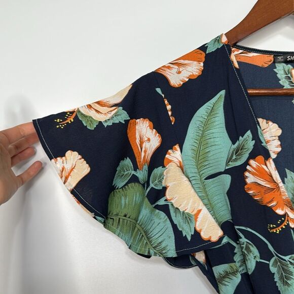 SHEIN Palm Leaf Print Surplice Romper Size Small - Picture 6 of 10